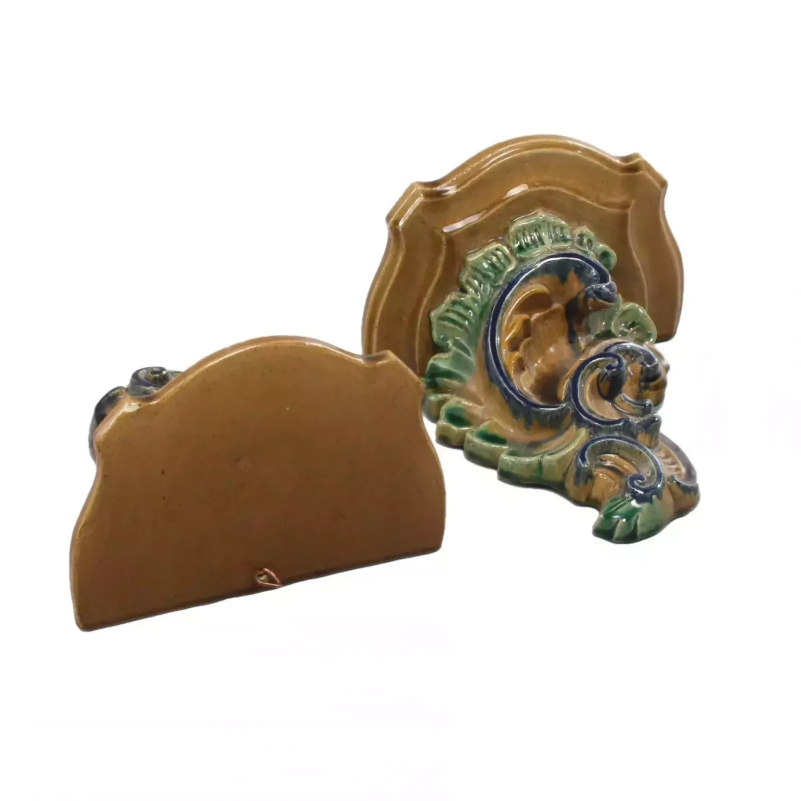 A Pair Of Consoles "Majolica, 1800s photo for sale