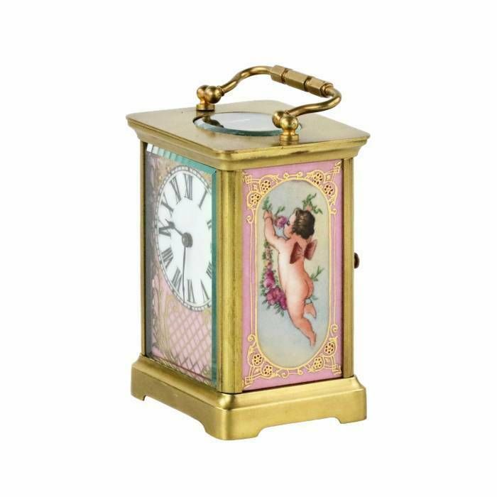 French Carriage Clock With Porcelain Painting, Neo Rococo Style. The Turn Of The 19th 20th Centuries photo furniture