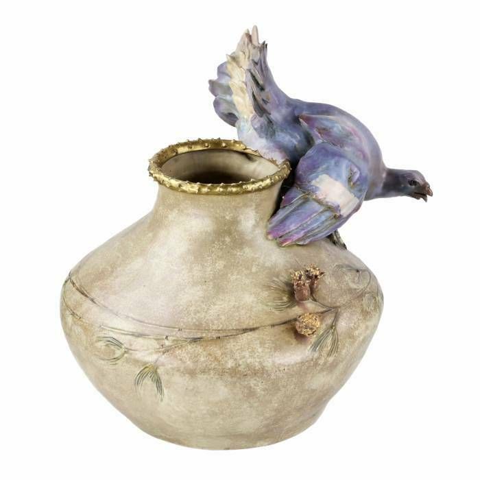Ceramic Planter Grouse, Eduard Stellmacher 1905 photo Home Decor