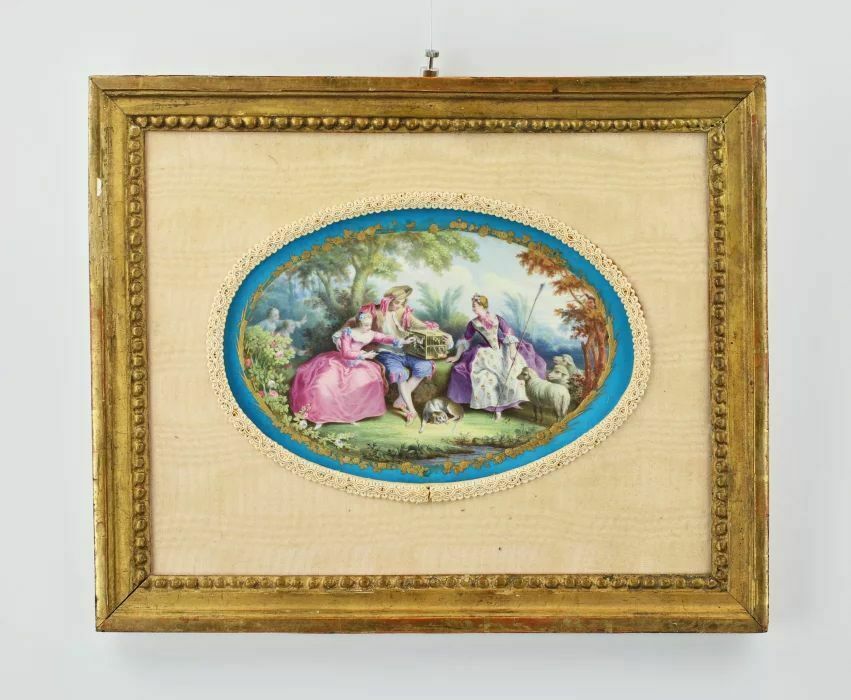 19th Century French Porcelain Panel Oval In Sevres Style