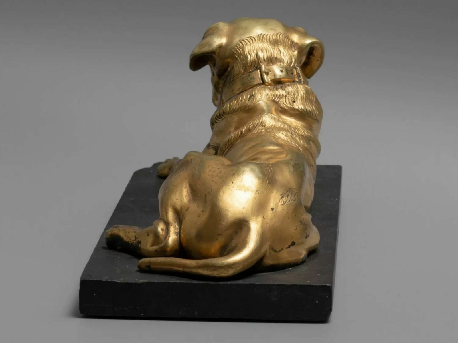 Figure   English Mastiff Dog, Bronze On A Stone Stand 19th Century photo Home Decor