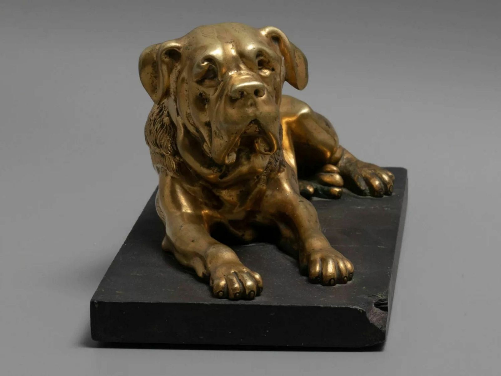 Figure   English Mastiff Dog, Bronze On A Stone Stand 19th Century photo buy