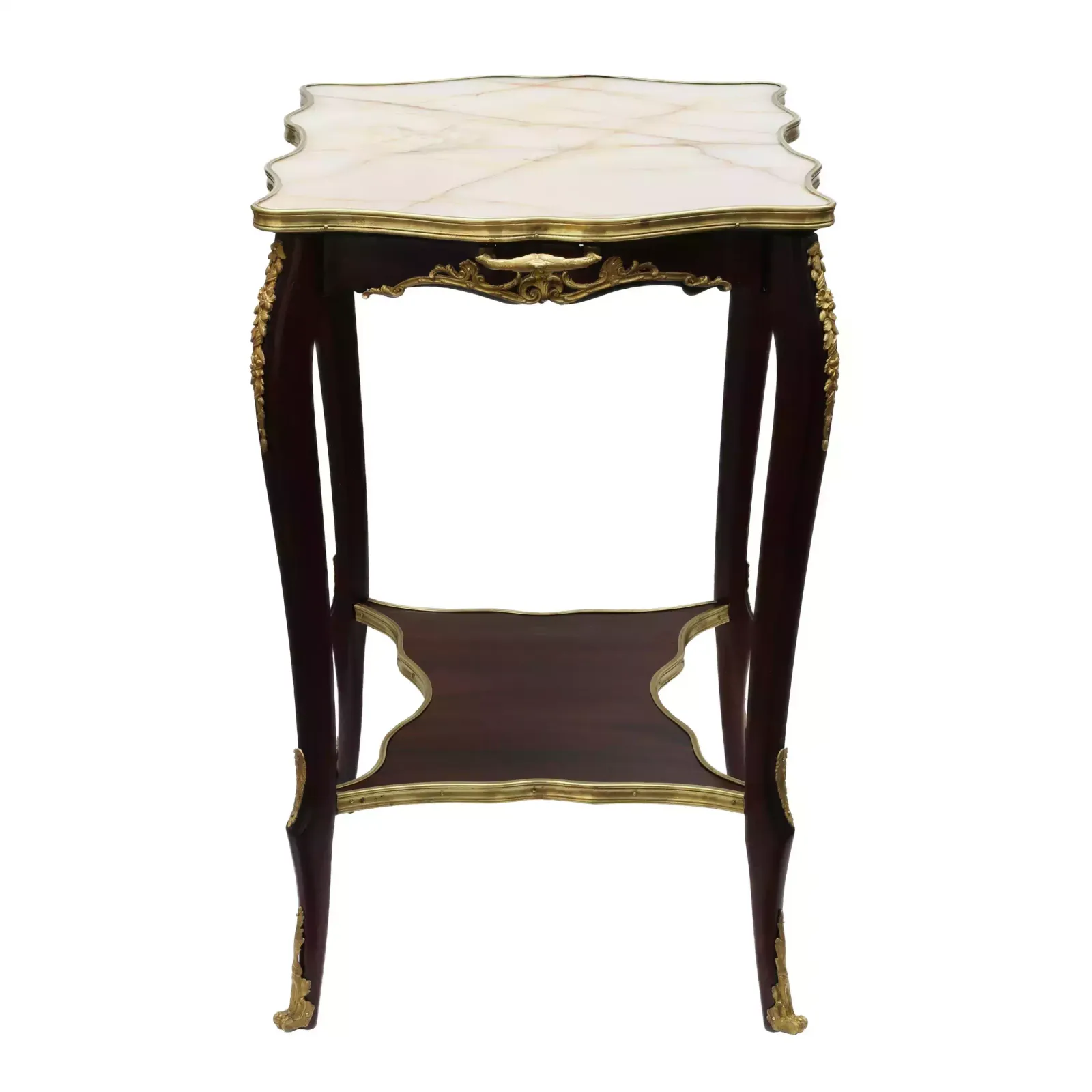 Serving Table Mahogany, Gilded Bronze With A Marble Top Of The Turn Of The 19th And 20th Centuries. photo furniture