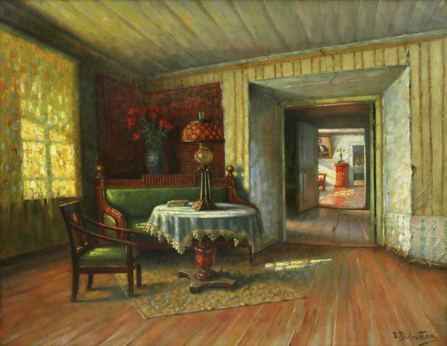 Painting “In The Old Manor”. Siegfried Alexander Bielenstein photo furniture