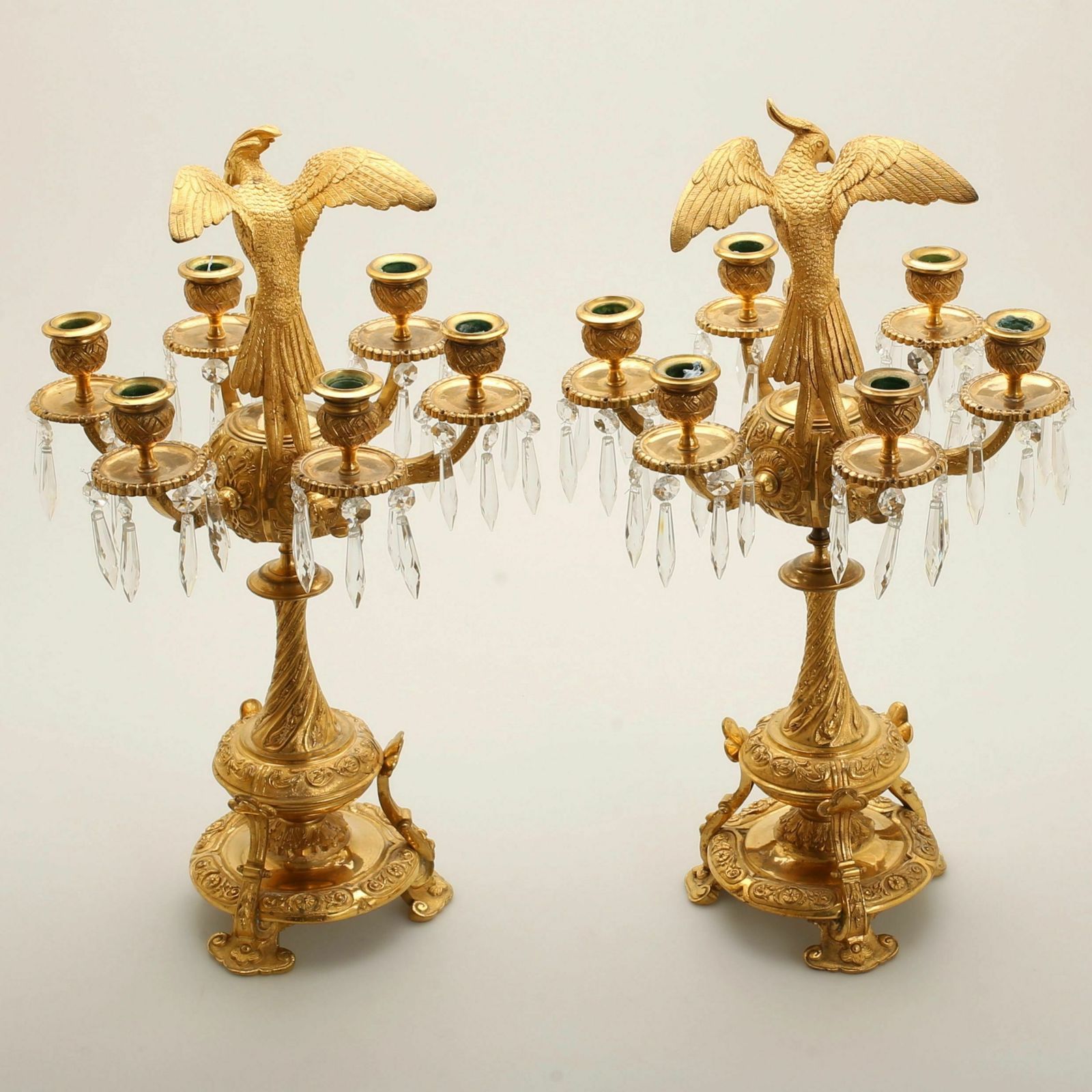 Pair Of Candelabra With Figures Of Birds Of Paradise photo for sale