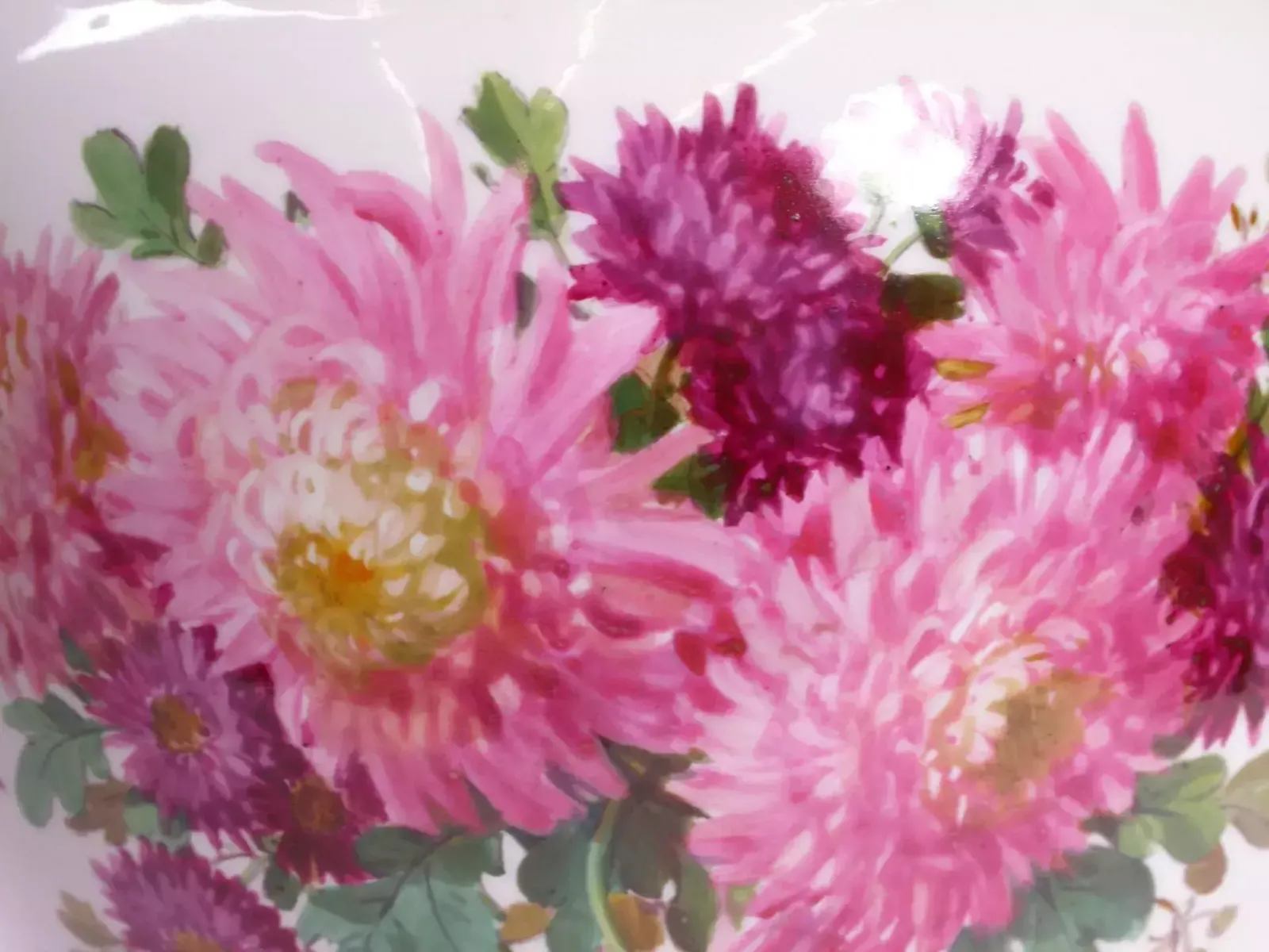 Large Porcelain Vase   Red Chrysanthemums. Meissen. photo buy
