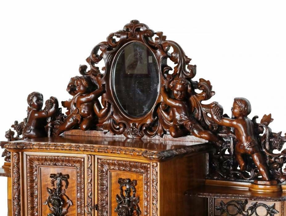 Magnificent Carved Bureau Table In The Baroque Neo Gothic Style. France 19th Century photo buy