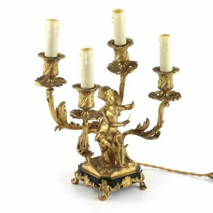 Paired Lamps Of Gilded Bronze With Cupids Playing Music photo Home Decor