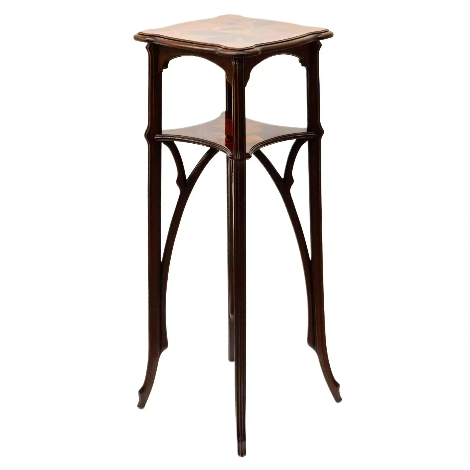 Two Tier Pedestal For Flowers Made Of Solid Walnut, Art Nouveau Style. 20th Century. photo buy