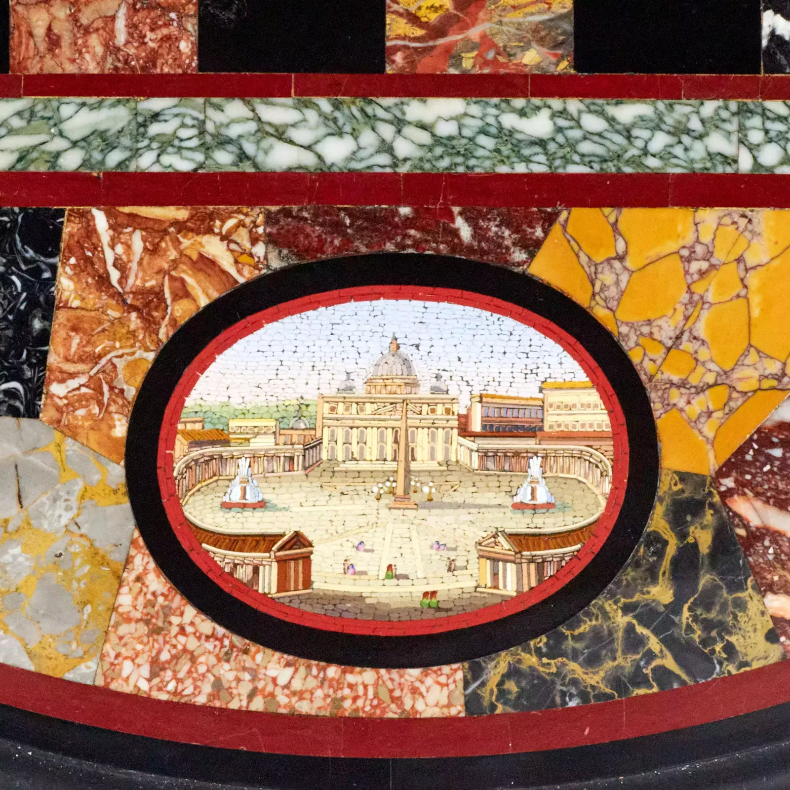 photo for sale Impressive Chess Table With Precious Roman Mosaics On Carved Legs.
