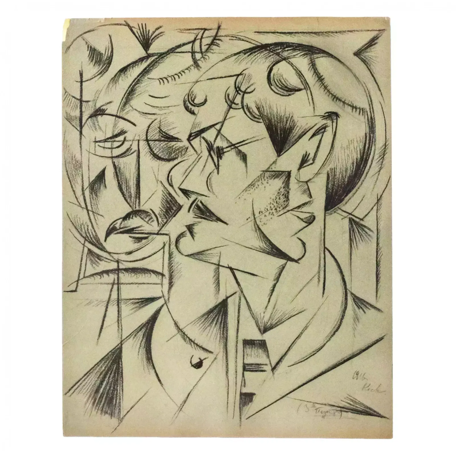 Easel Graphics By Alexander Konstantinovich Bogomazov. Triple Portrait. 1916 photo 4275.0
