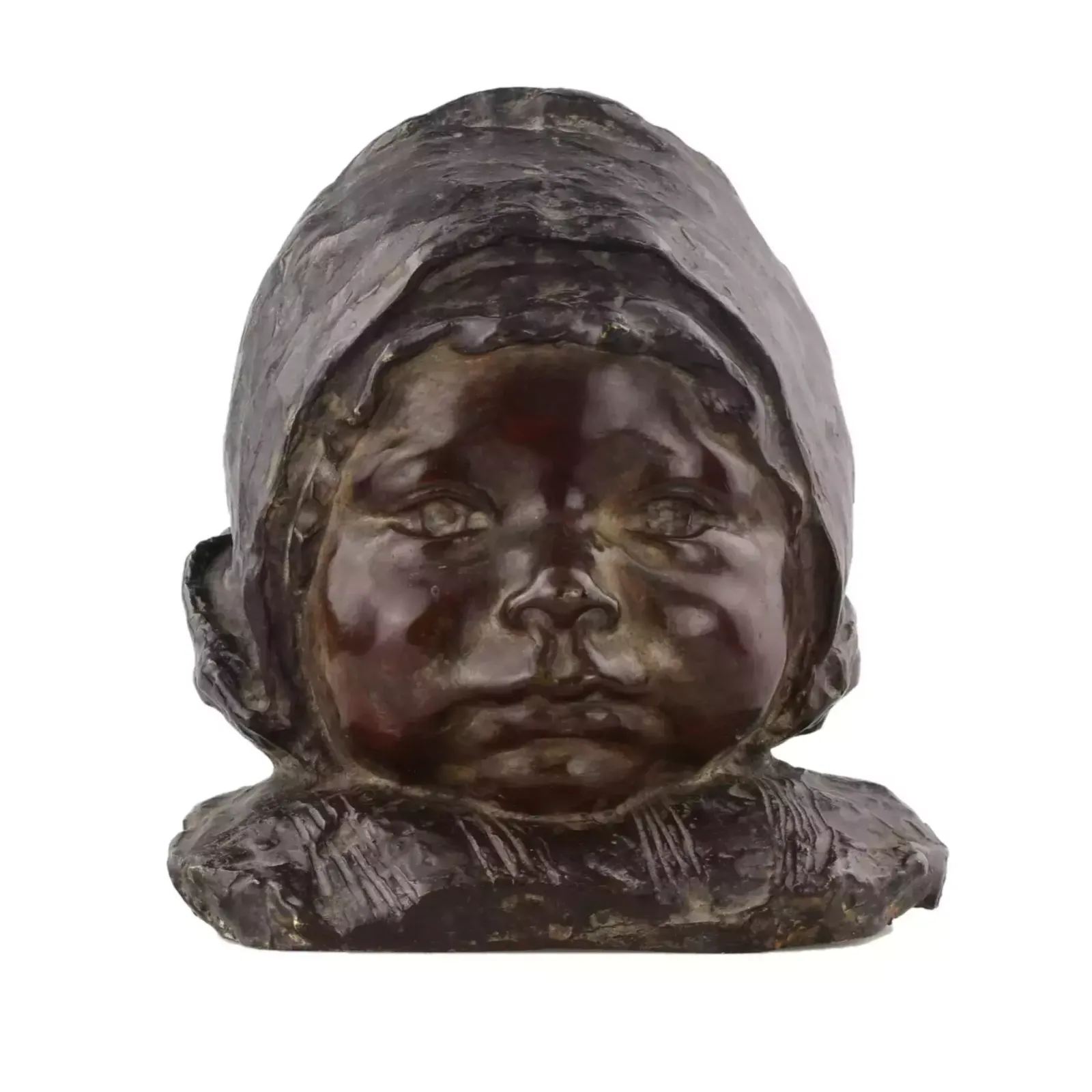 Bronze Bust Of A Girl., 1800s, Antique photo Art