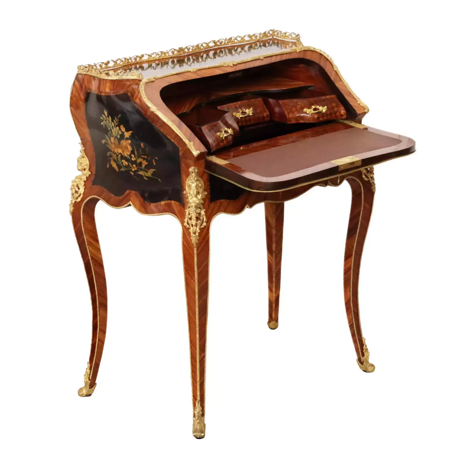 photo for sale Coquettish Ladies` Bureau In Wood And Gilded Bronze, Louis XV Style.