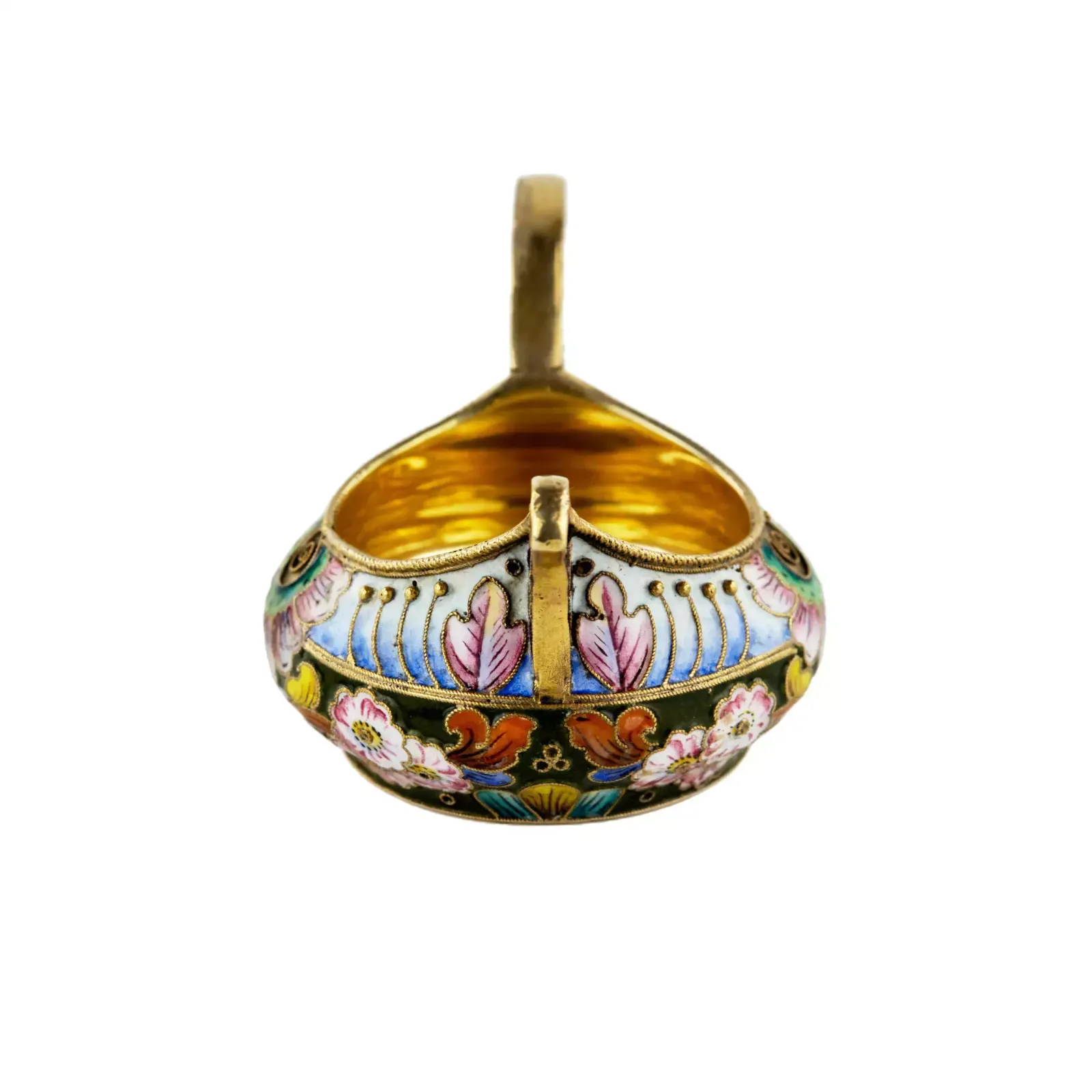 20 Artel. Silver Kovsh With Painted Enamel On Filigree. Moscow, 1908 1917 photo for sale