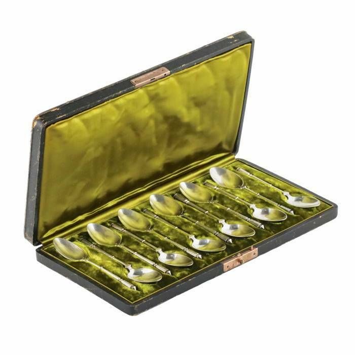 Henri Sufflo. Twelve Silver Teaspoons In The Style Of A Directory. Late 19th Century