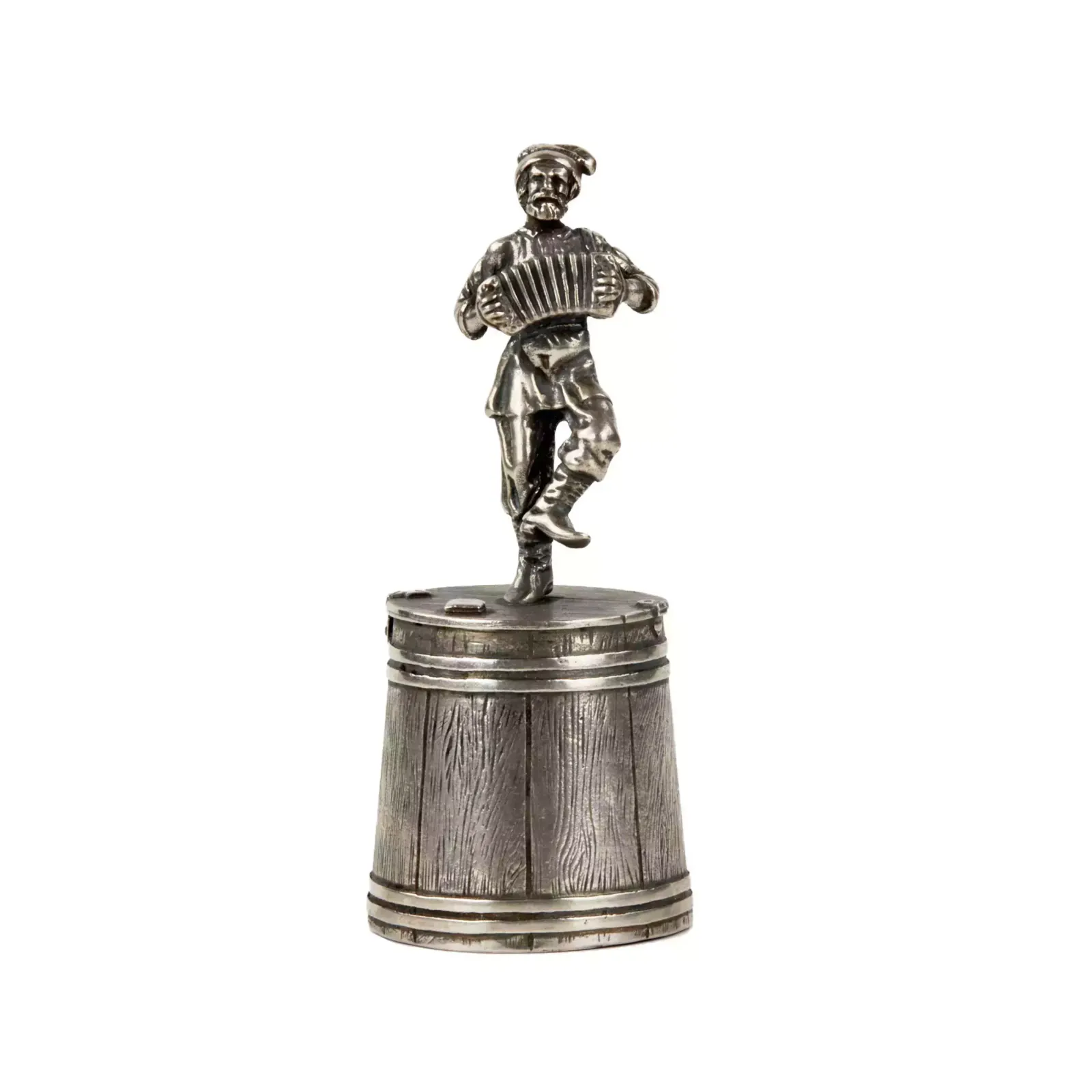 Silver Foot Dancing Man With An Accordion. photo Art