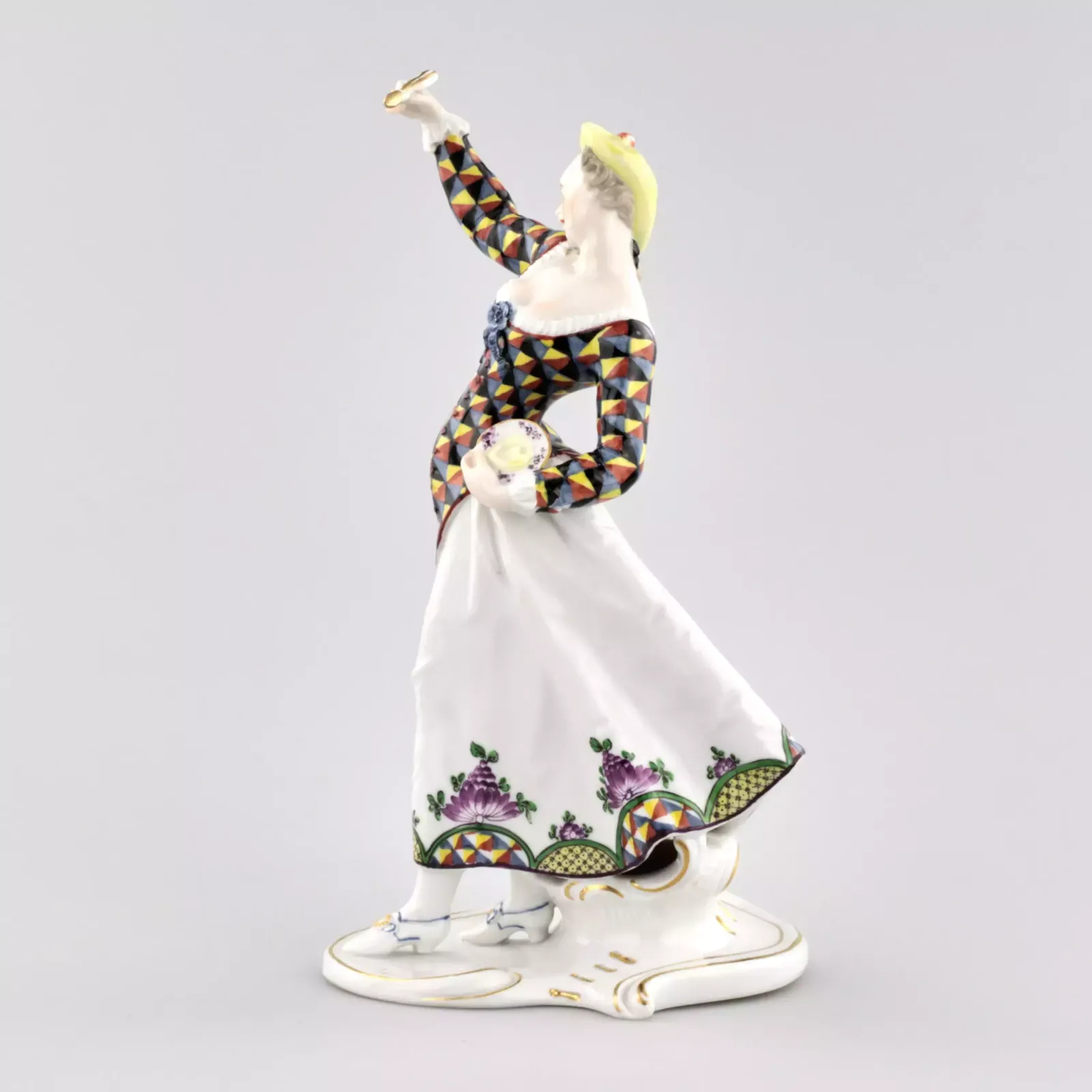 Porcelain Figurine Columbine With A Saucer. Nymphenburg. Germany. The Beginning Of The 20th Century. photo vinterior