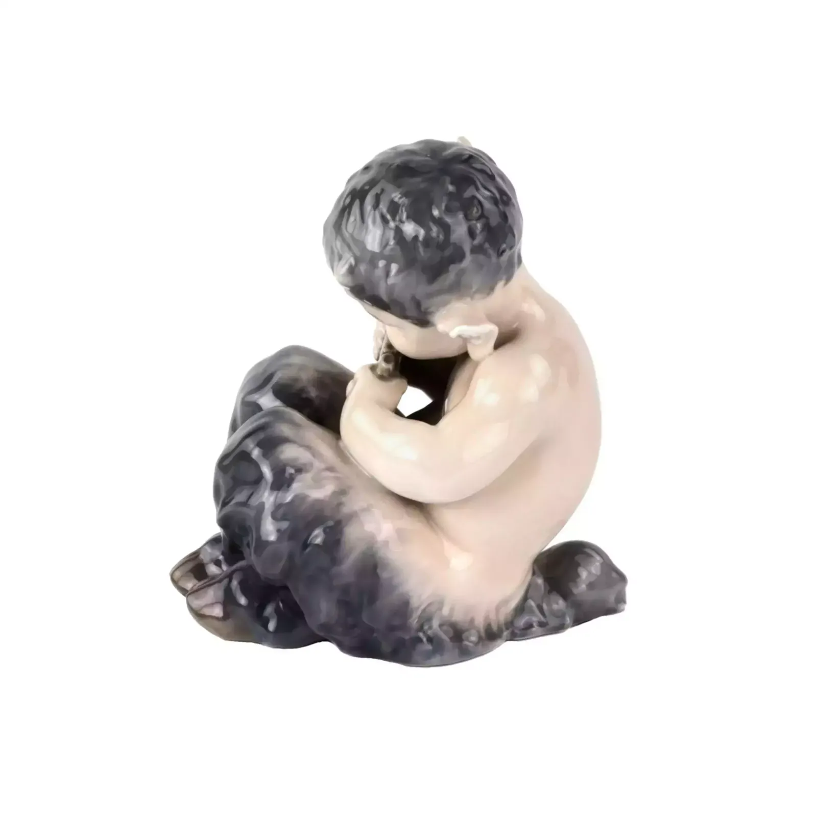 Figurine Faun With Flute. Royal Copenhagen. photo Art