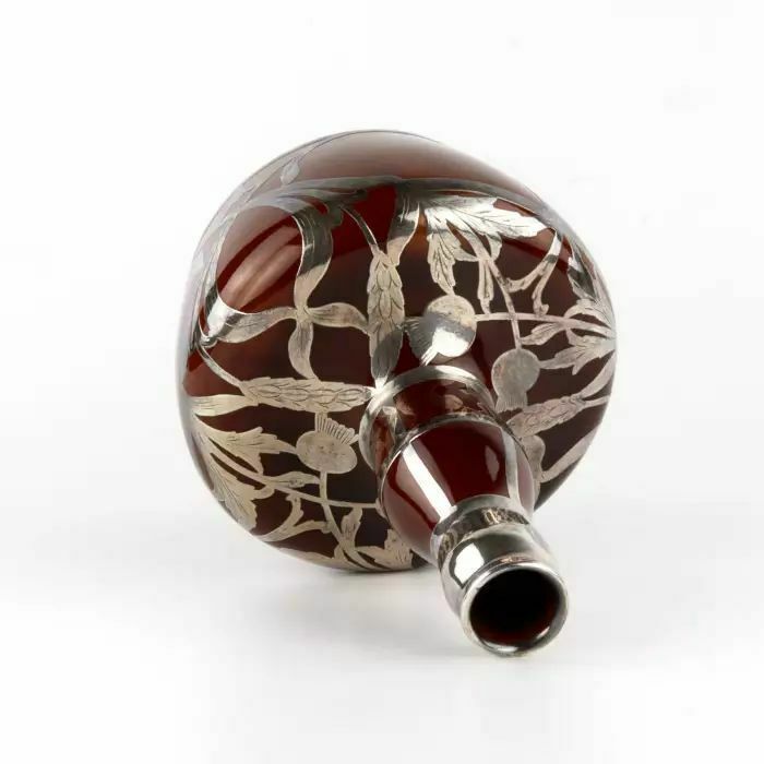 An Elegant Porcelain Vase In A Silver Braid In The Art Nouveau Style. Crown Staffordshire. photo 385.0