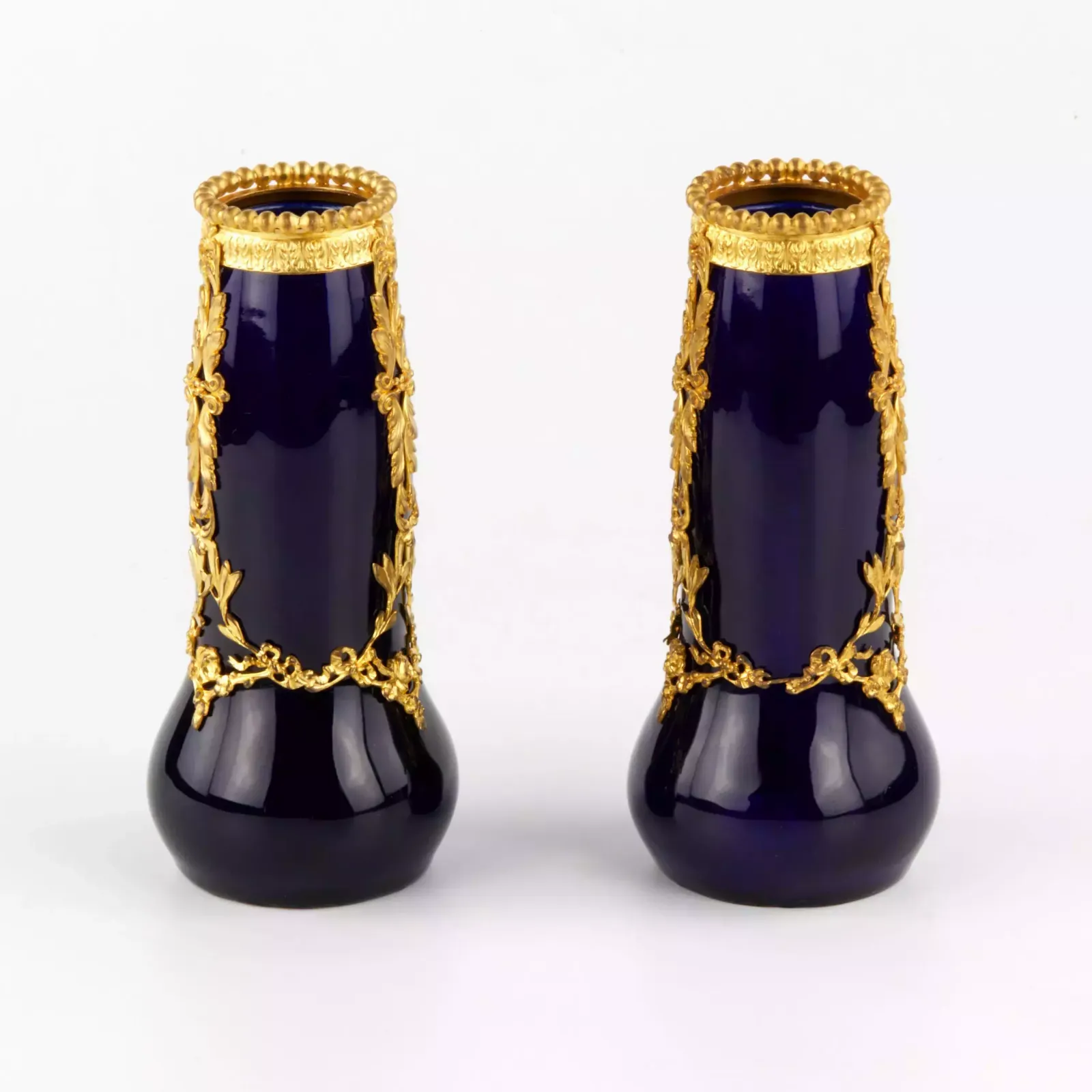 Pair Of Cobalt, Art Nouveau Porcelain Vases. photo 325.0