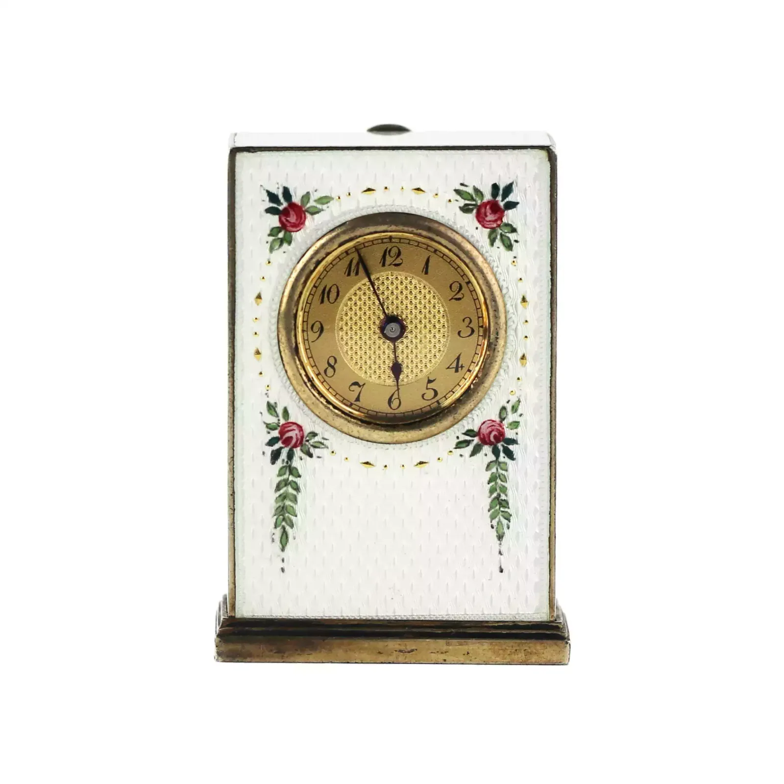 Miniature Travel Clock In A Case, In Silver And Guilloche Enamel, Early 20th Century photo furniture