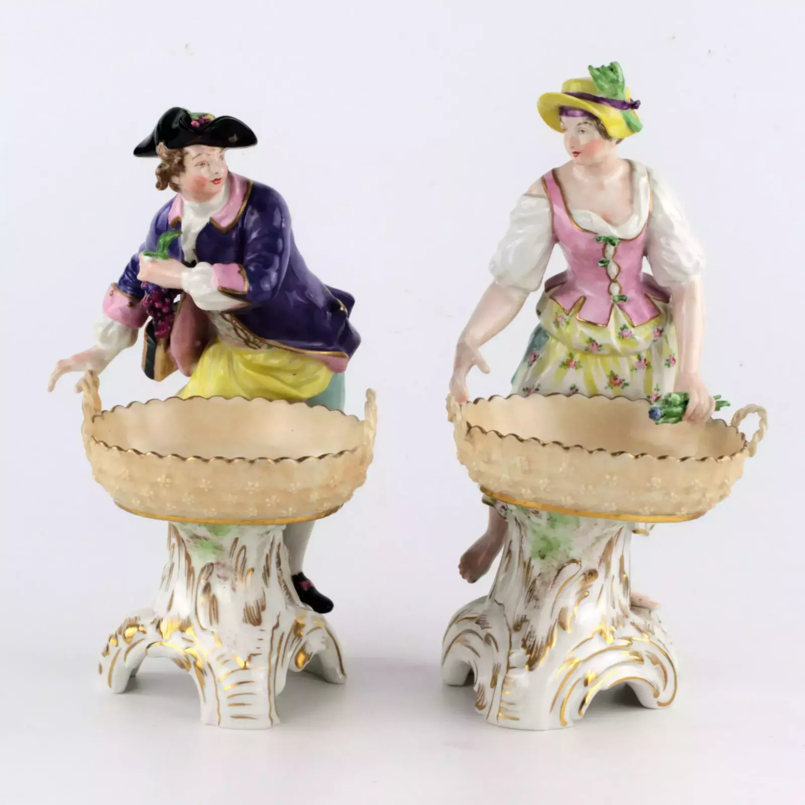 Home Decor A Pair Of Kpm Porcelain Candy Bowls. "Winegrower And Gardener". photo