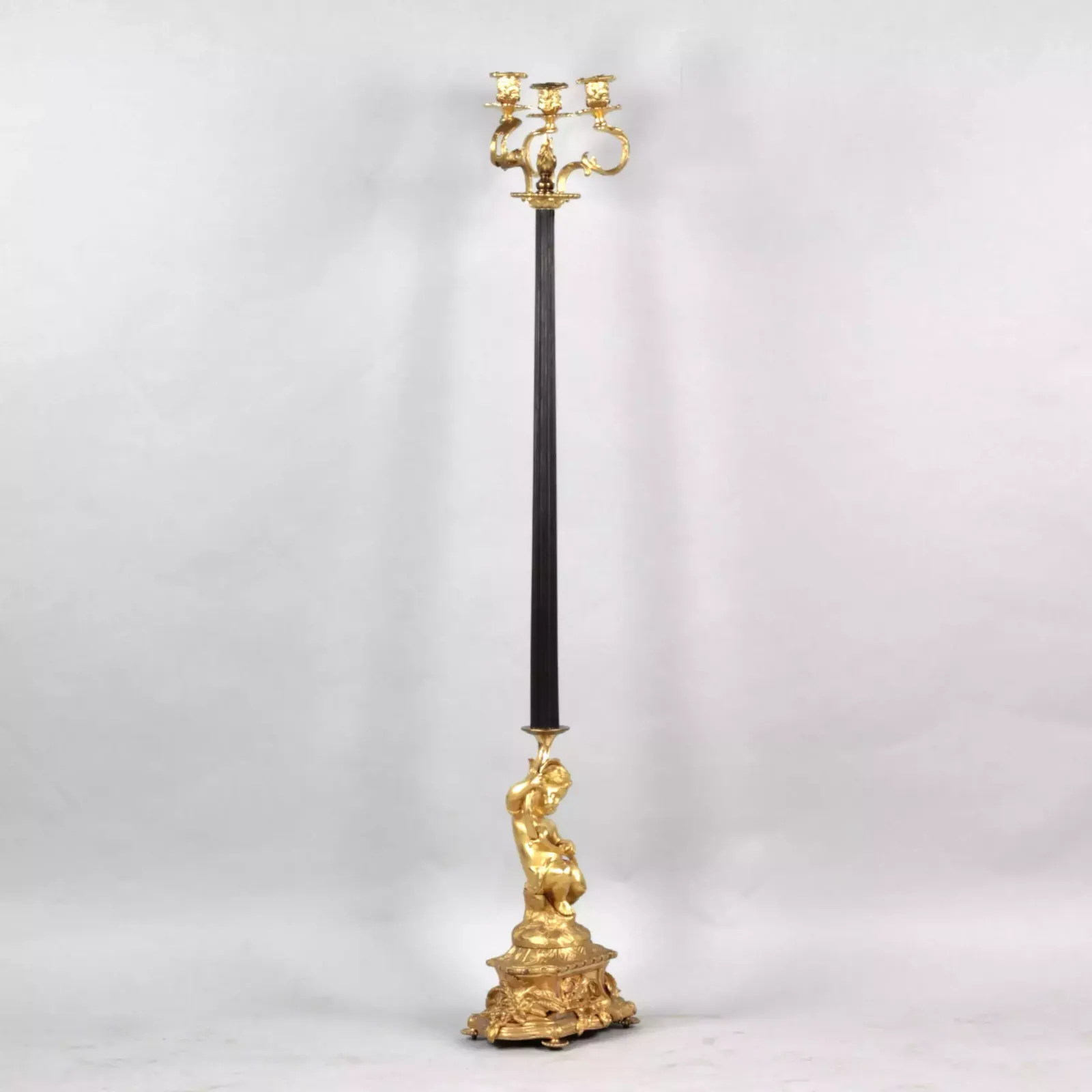 Bronze Floor Lamp With The Figure Of Putti. France. 19th Century. photo furniture