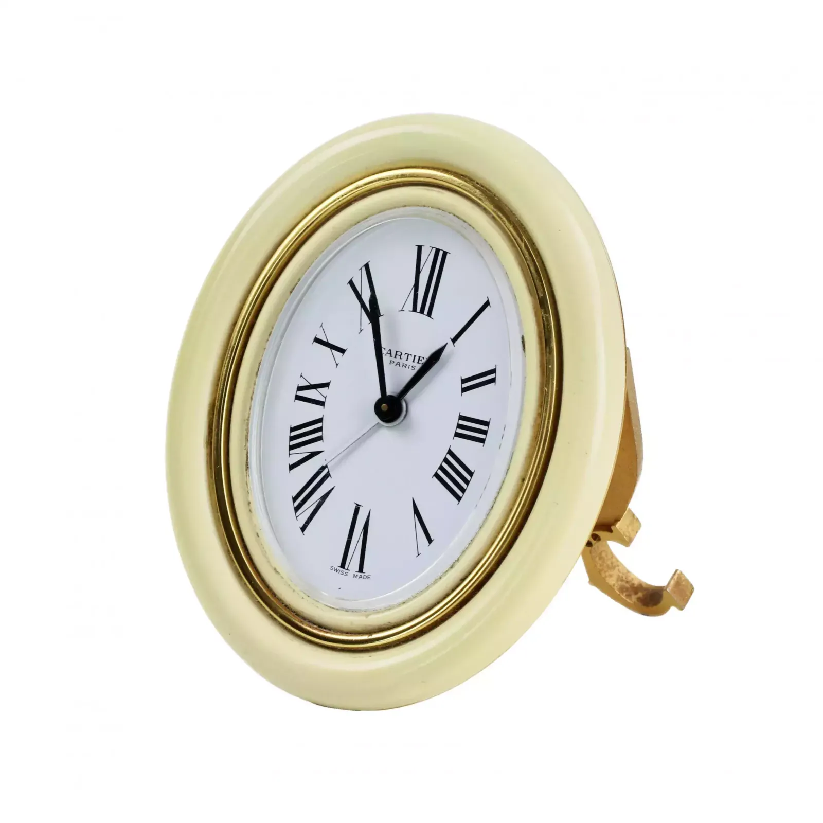 Cartier. Travel Alarm Clock Made Of Gilded Metal With Enamel. photo vinterior