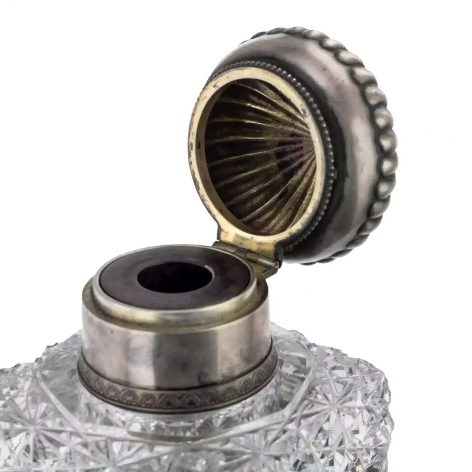Large Cabinet Inkwell   Zastava, Made Of Crystal, With Silver, On A Marble Base. photo 14962.0