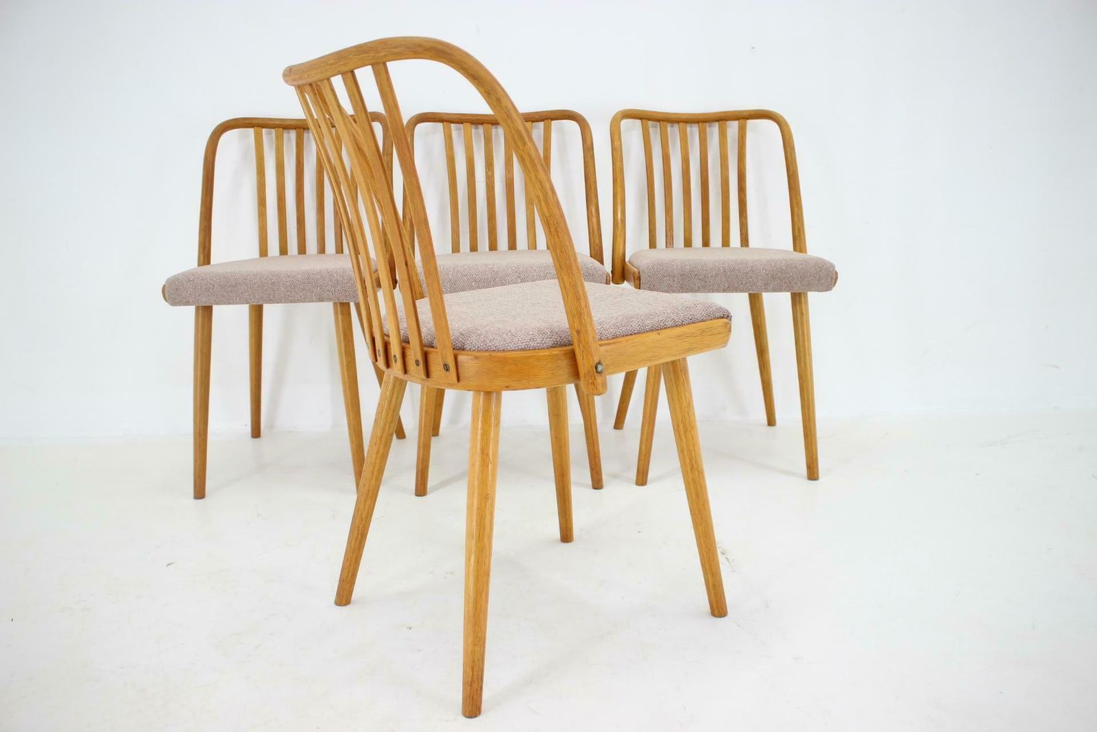 1970s Antonin Suman Set Of 4 Oak Dining Chairs, Czechoslovakia photo buy