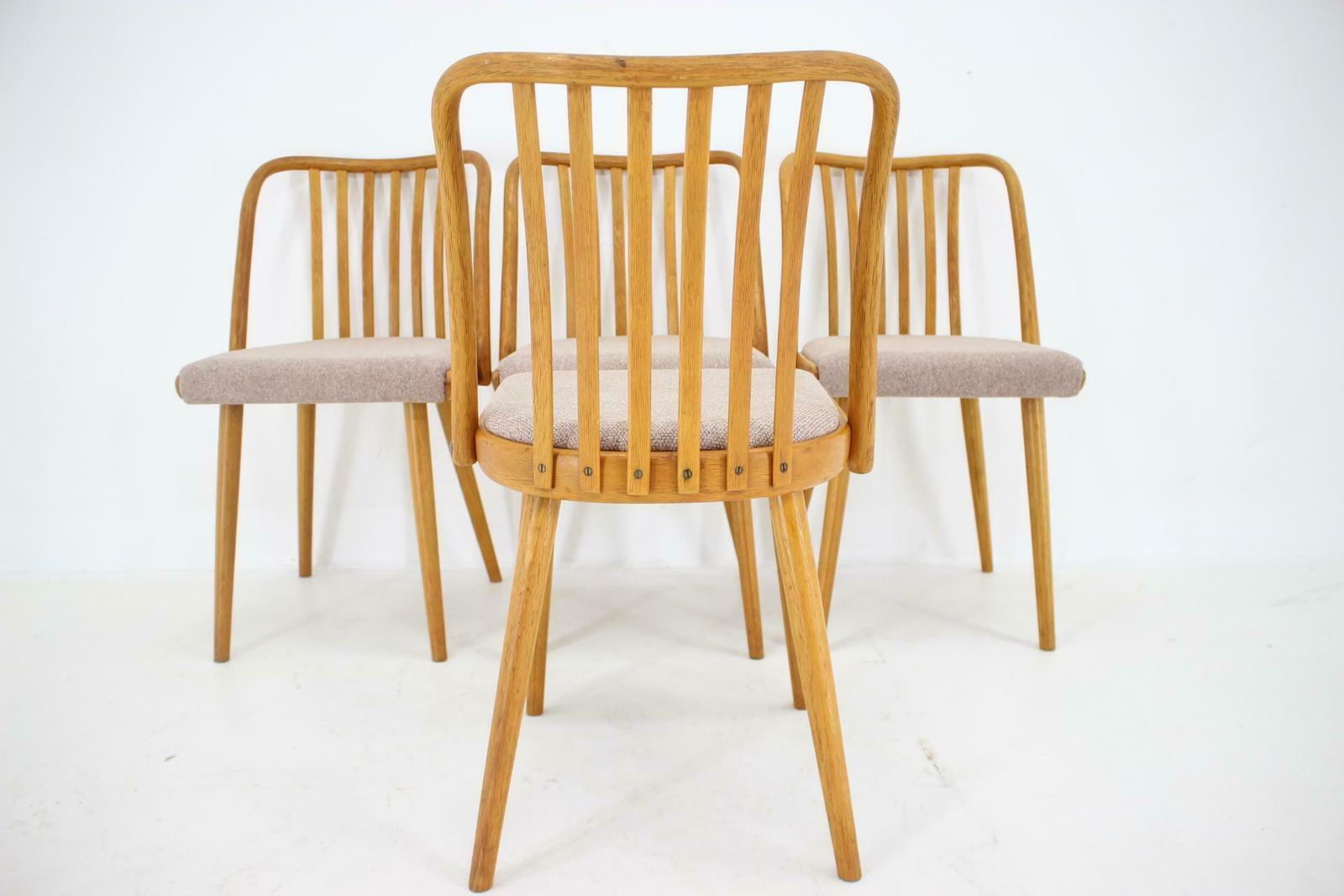 1970s Antonin Suman Set Of 4 Oak Dining Chairs, Czechoslovakia photo vintage
