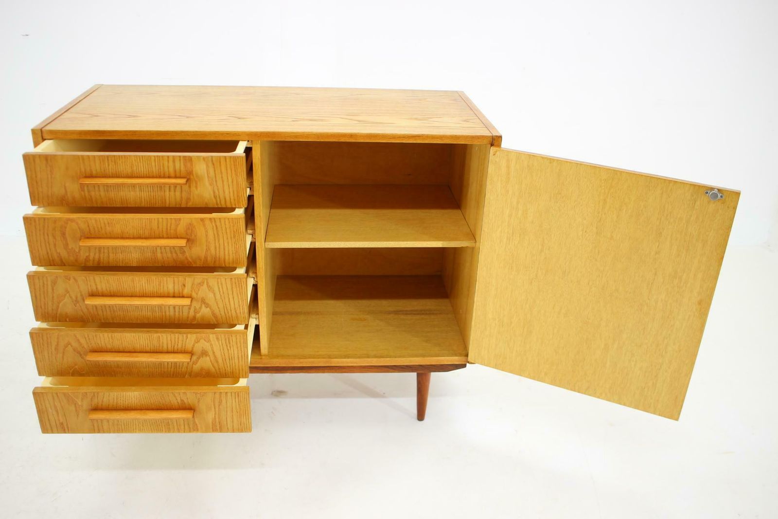 1970s Maple Cabinet Or Chest Of Drawers, Czechoslovakia photo vintage