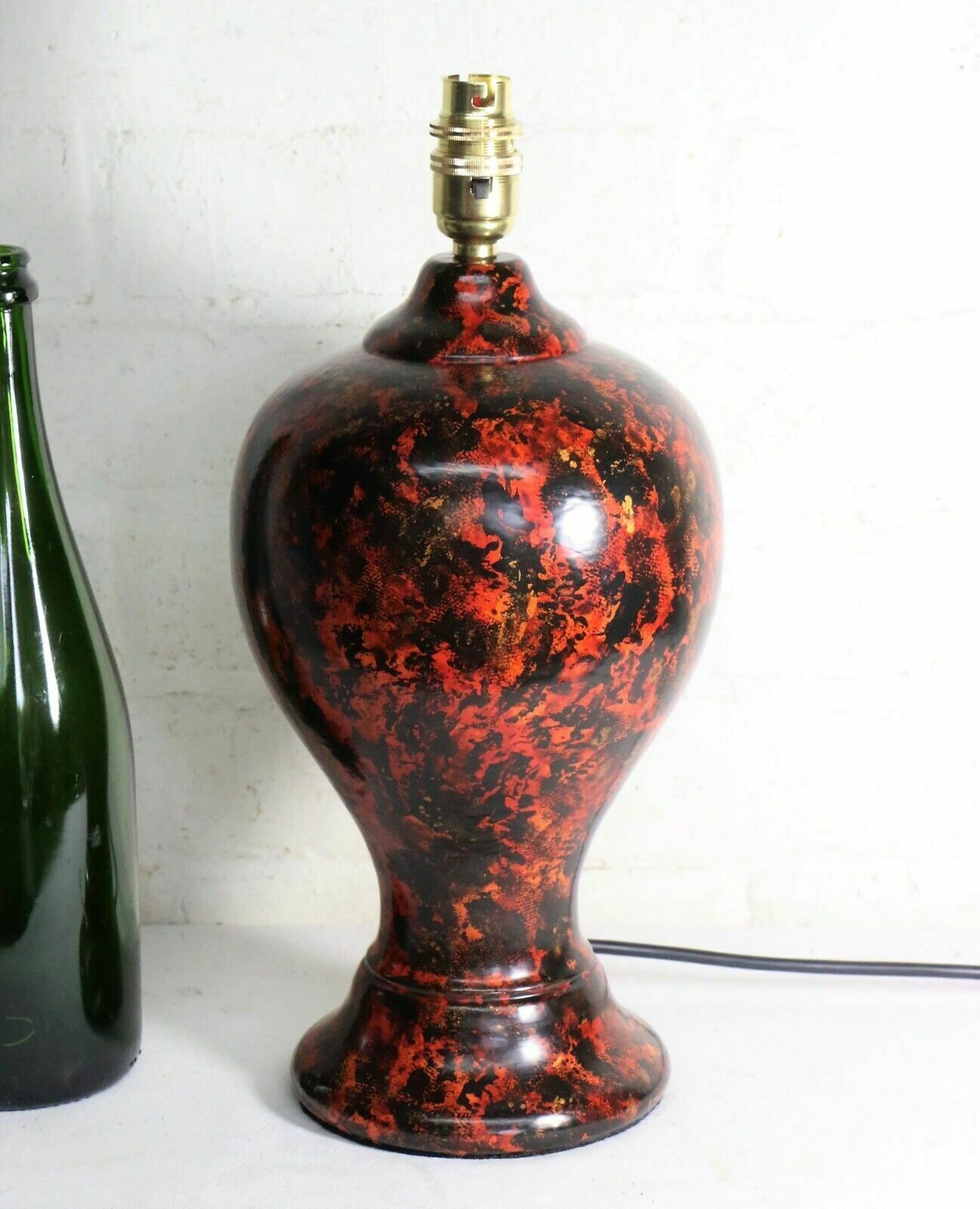 Table Lamp A Vintage Hand Painted Japanned Lamp 1970s Mid Century Modern Vgc photo vintage
