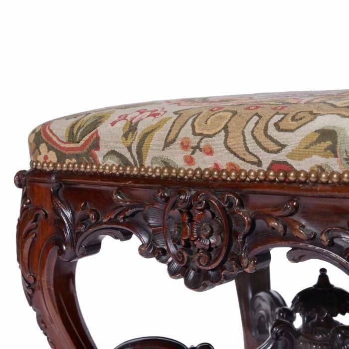 Pair Of Magnificent, Carved, Mahogany Banquettes, In The Style Of George II. The Turn Of The 19th 20th Centuries. photo 3000.0