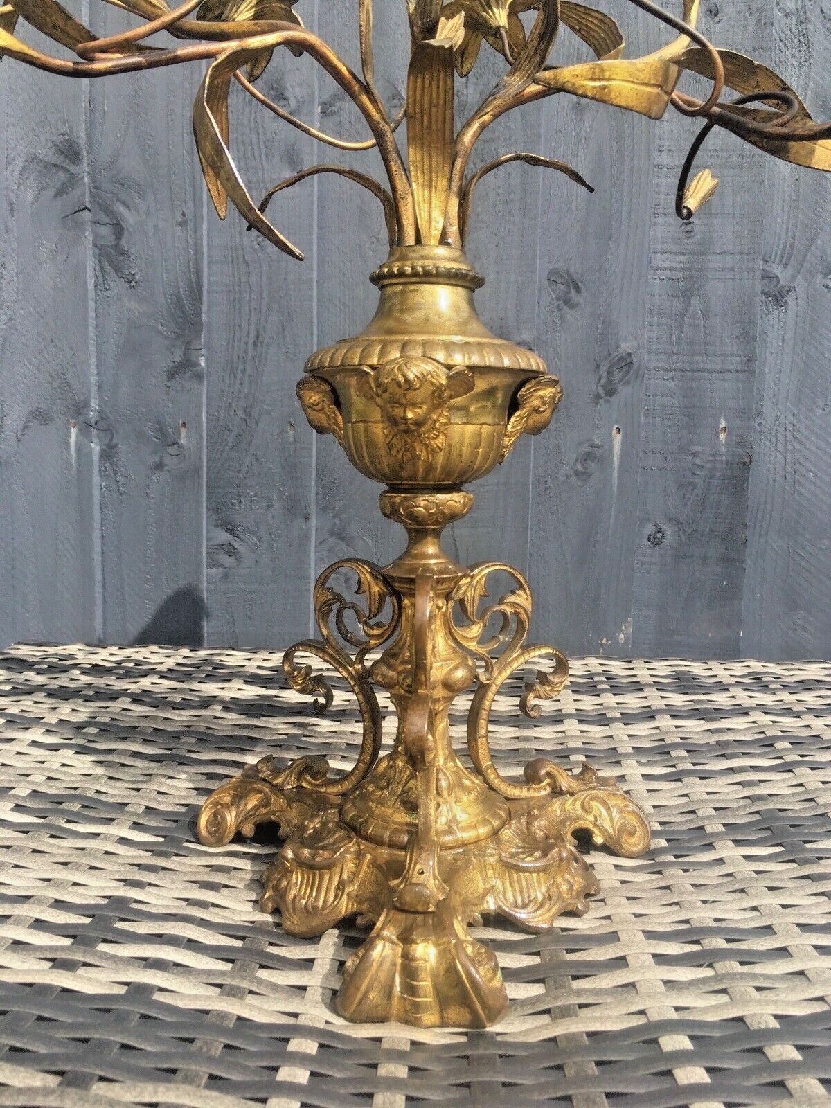Antique French Louis XV Belle Epoque Floral Candelabra Hollywood Regency Ormolu photo Home Decor