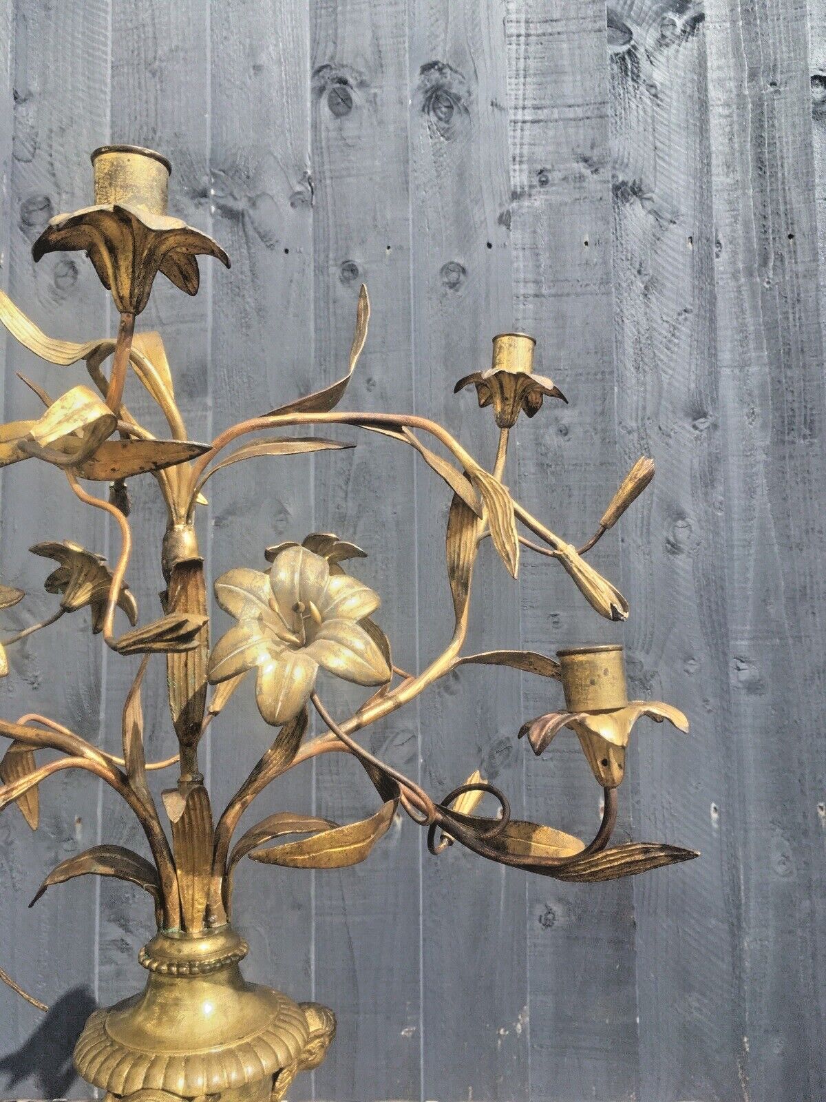 Antique French Louis XV Belle Epoque Floral Candelabra Hollywood Regency Ormolu photo vinterior