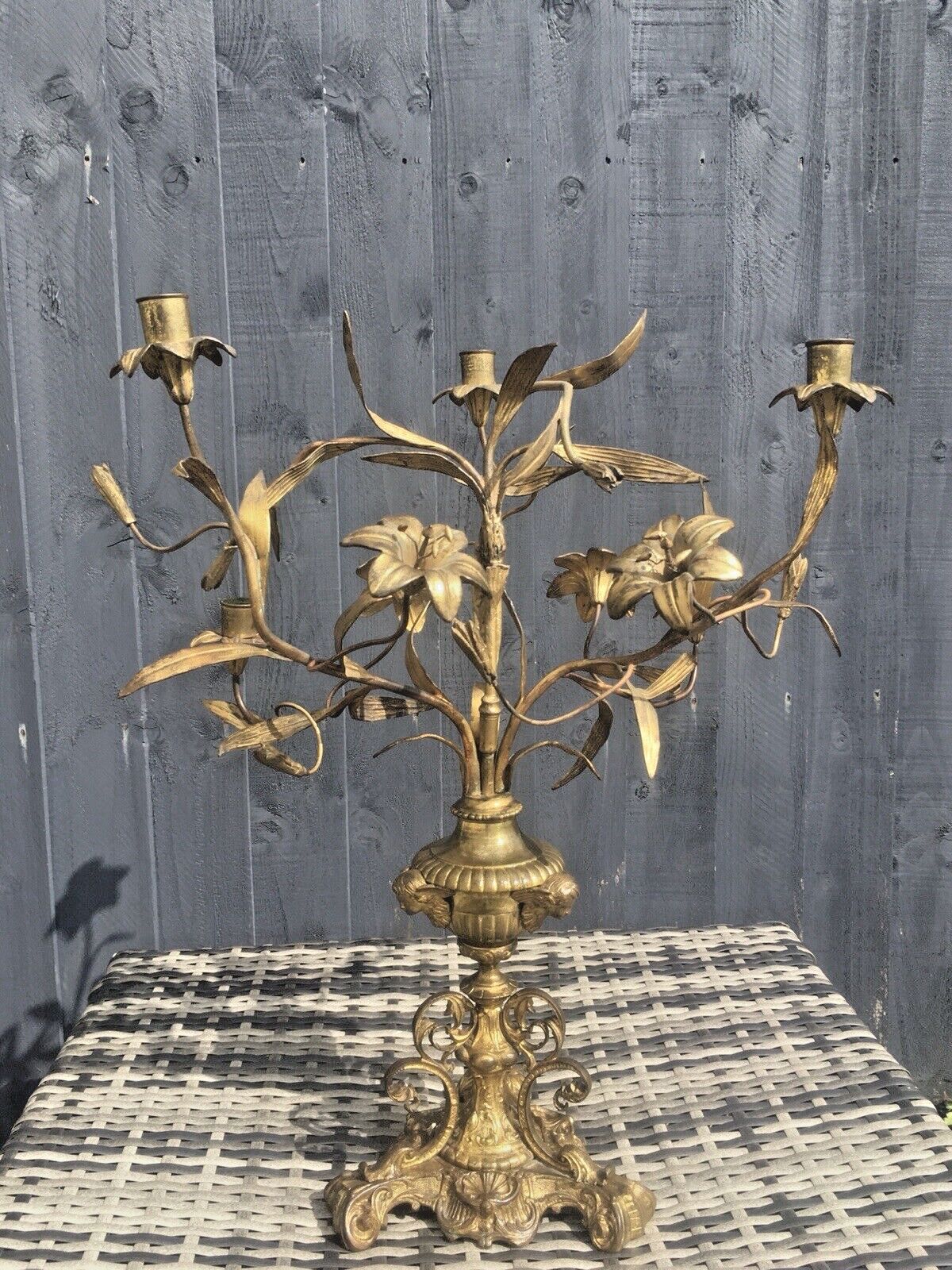 photo furniture Antique French Louis XV Belle Epoque Floral Candelabra Hollywood Regency Ormolu