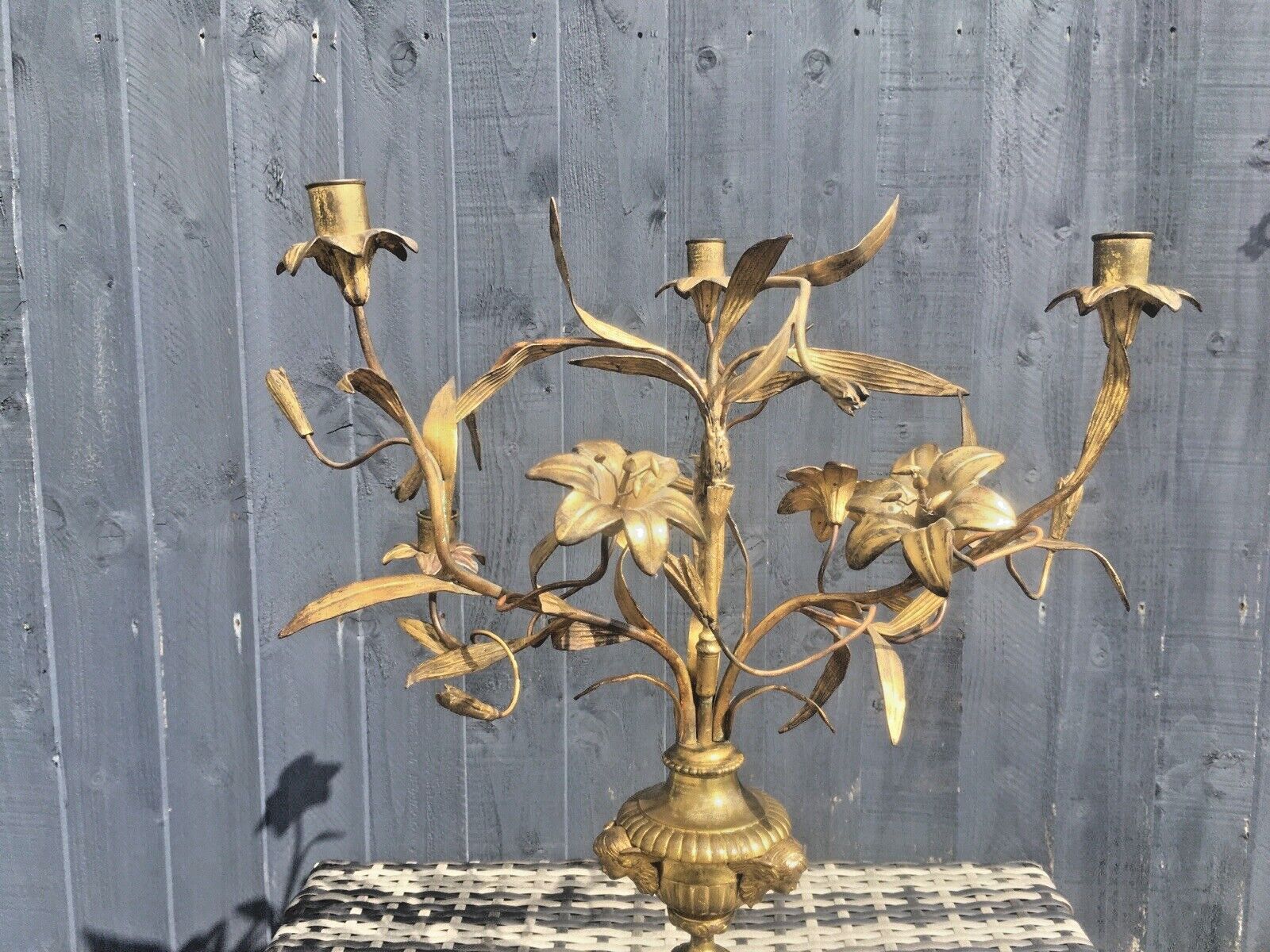 photo for sale Antique French Louis XV Belle Epoque Floral Candelabra Hollywood Regency Ormolu