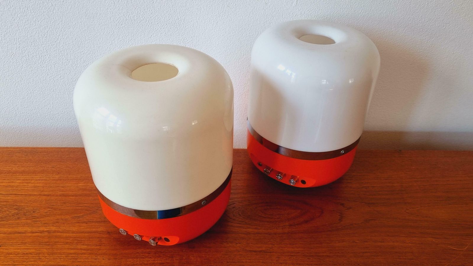 Set Of Two Midcentury Table Lamps, Space Age, Adriano Rampoldi, Italy, 1970s photo vintage