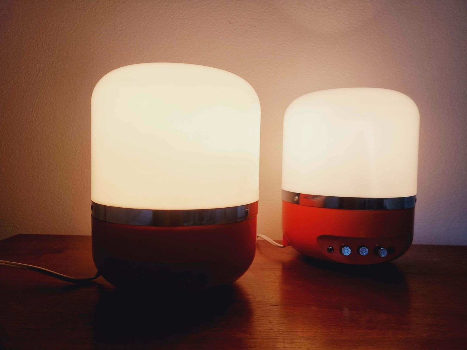 651.0 Set Of Two Midcentury Table Lamps, Space Age, Adriano Rampoldi, Italy, 1970s photo