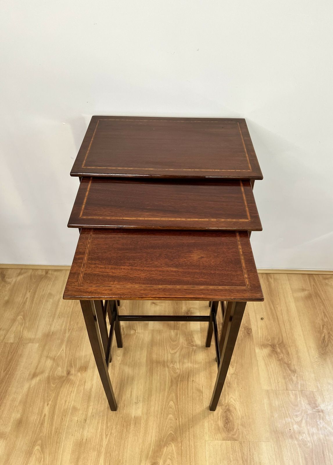 Nest Of Three Antique Quality Mahogany Inlaid Tables photo buy