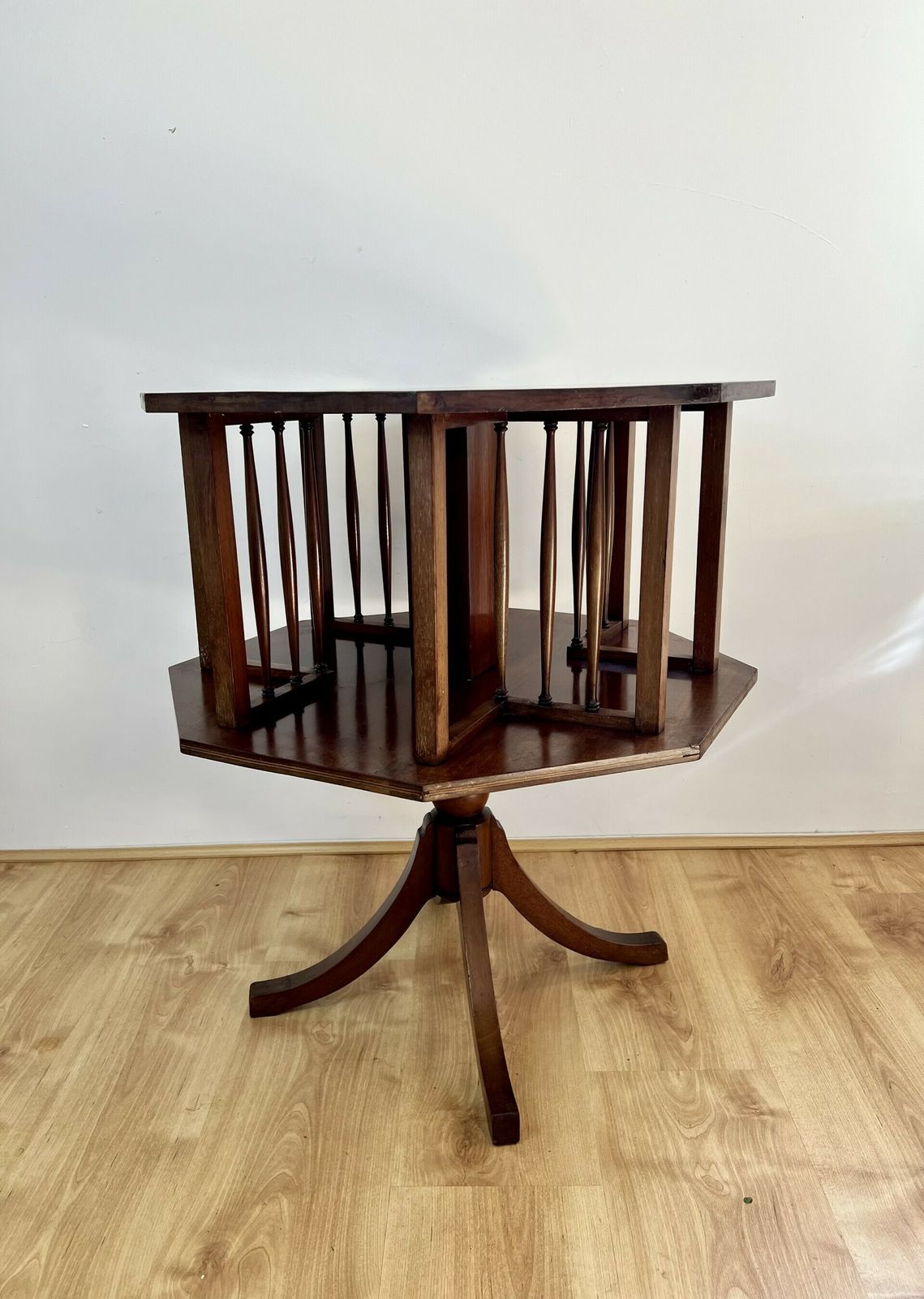 Antique Quality Mahogany Inlaid Revolving Bookcase photo Furniture