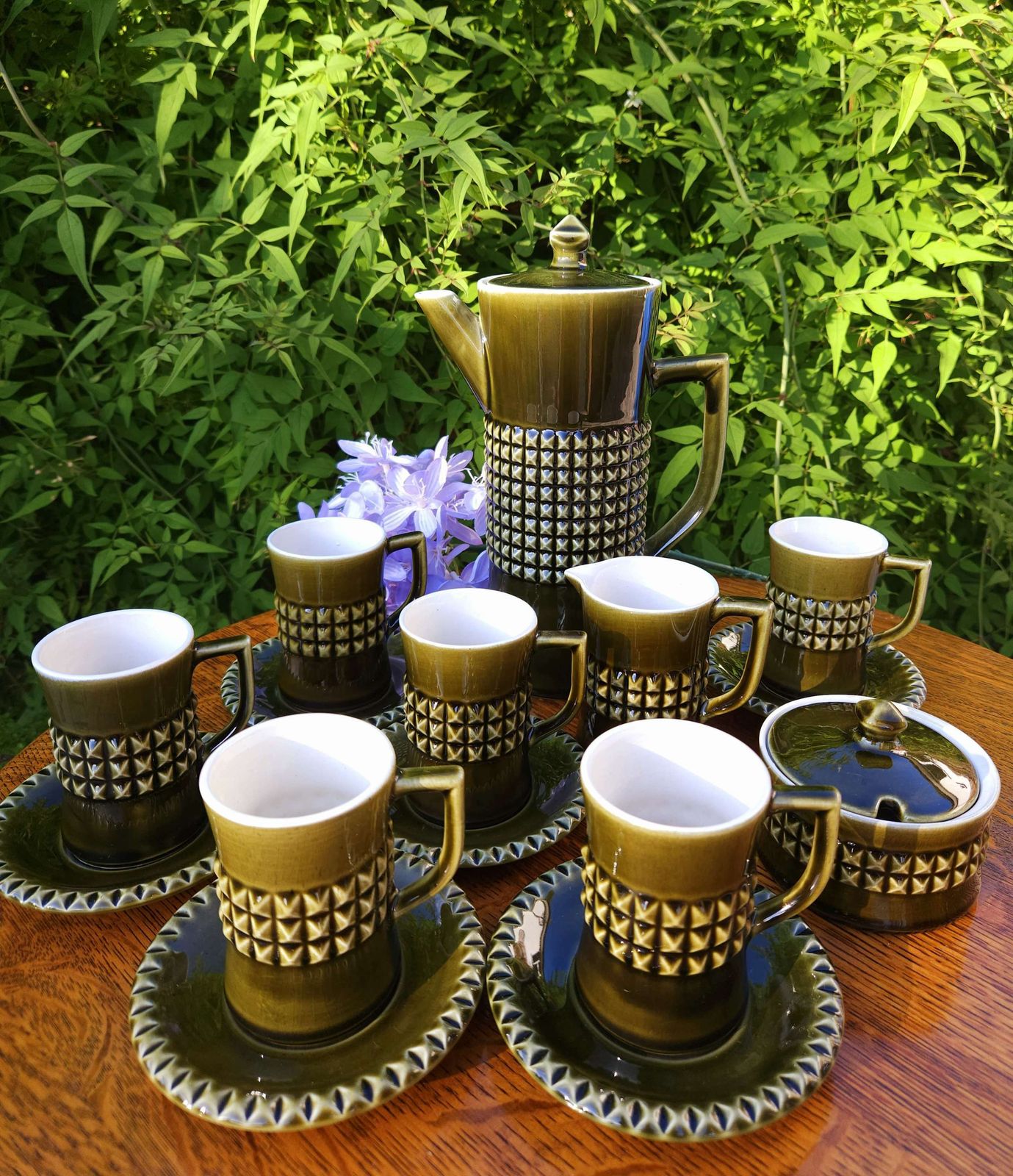 Spectacular, Olive Green 1970's Coffee Set By Secla , Portugal photo Home Decor