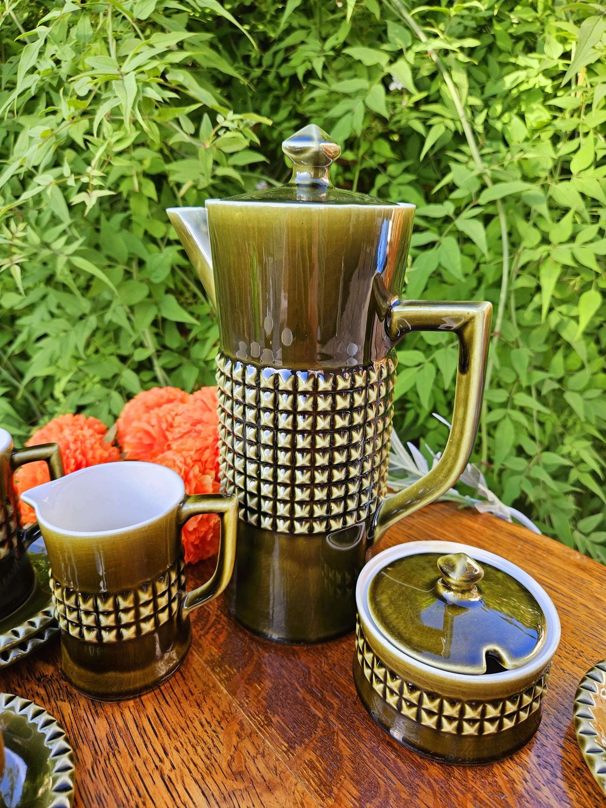 Spectacular, Olive Green 1970's Coffee Set By Secla , Portugal photo buy