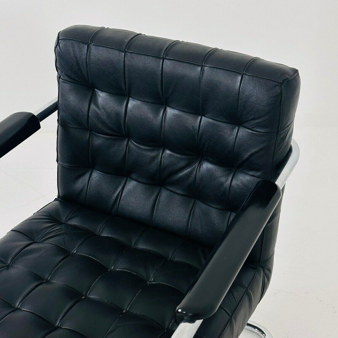 photo furniture Set Of Tow Bauhaus Black Leather Loung Chairs 1980s