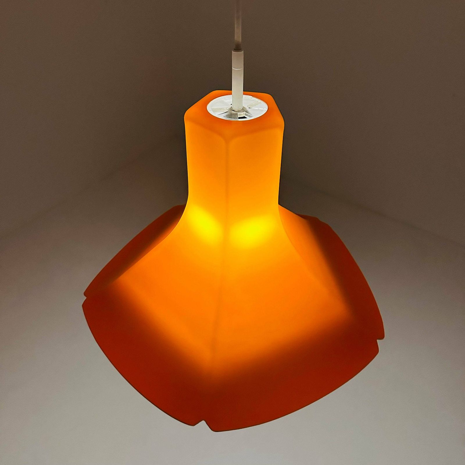 Space Age Orange Pendant Lamp Flower Model Germany. 1970 photo vintage