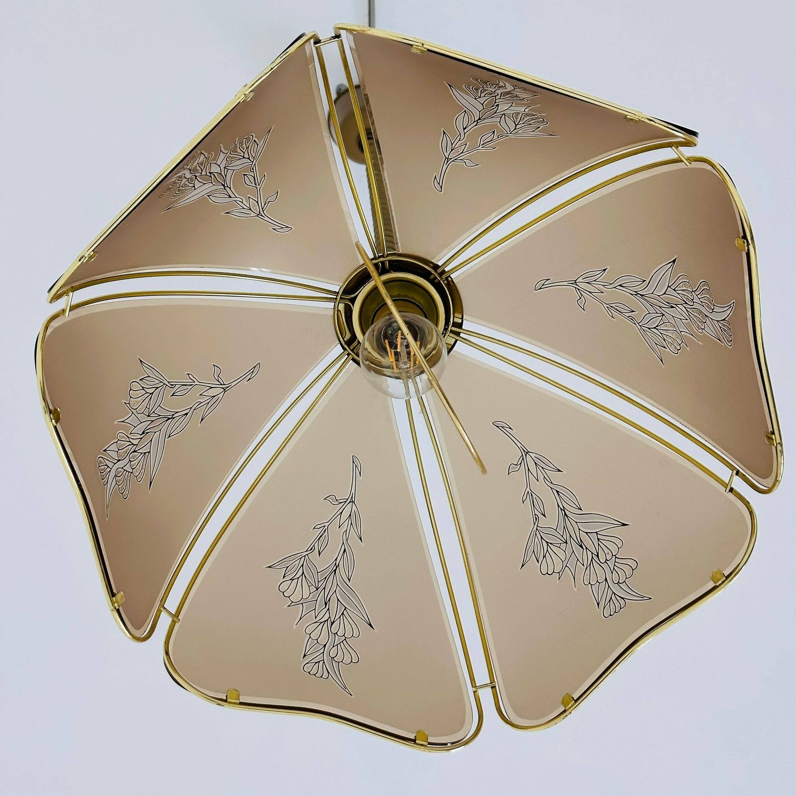 Gilt Metal & Murano Glass Pendant Lamp From Eglo Leuchten, Austria, 1970s photo vinterior