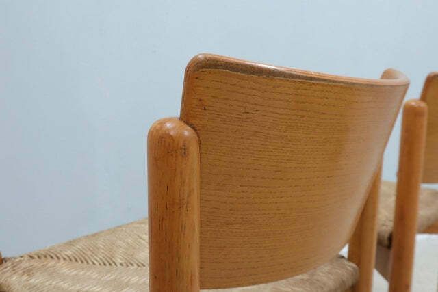 1934.4 Vintage Wooden Dining Chairs With Straw Seat 1970s photo