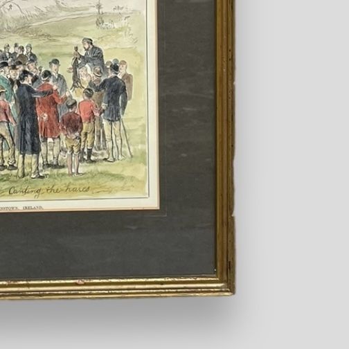 'Coursing Meeting At Johnstown, Ireland’, A Hand Painted C19th Engraving photo 95.0