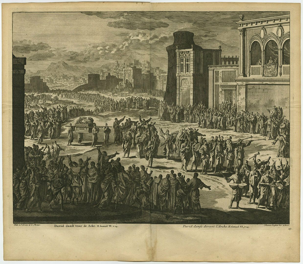 Antique Bible Print Of David Dancing For The Ark